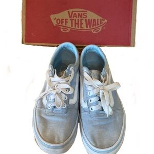 Vans Ward Low Top Canvas Sneakers Blue White Stripe Casual Shoes 5.5